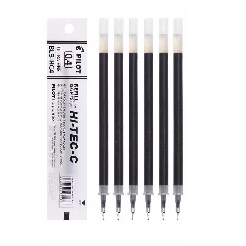 Pilot Hi-Tec-C Gel Pen Refill - 0.4mm - Black/Red/Blue - BLS-HC4 Black 6 Pack