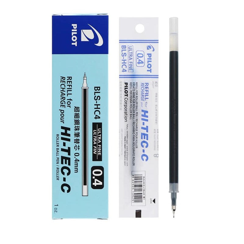 Pilot Hi-Tec-C Gel Pen Refill - 0.4mm - Black/Red/Blue - BLS-HC4 Blue 12 Pack