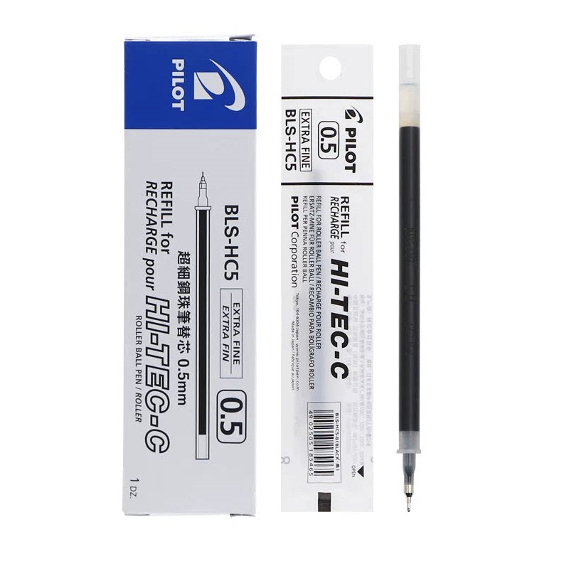 Pilot Hi-Tec-C Gel Pen Refill - 0.5mm - Black/Red/Blue - BLS-HC5 Black 12 Pack