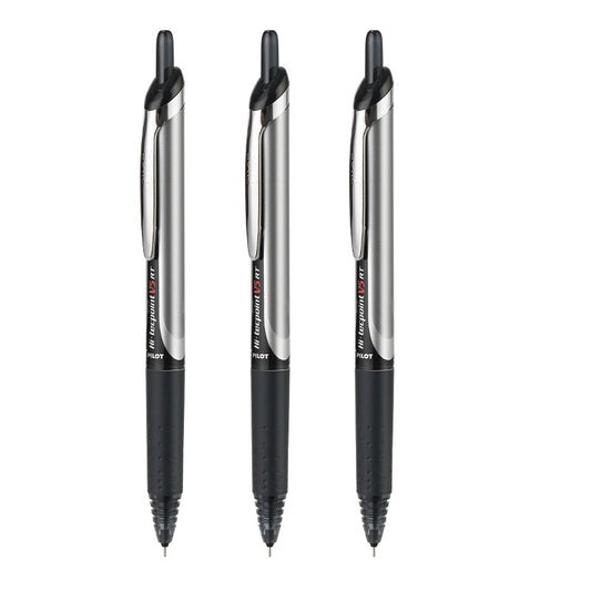 Pilot Hi-Tecpoint V5 0.5mm Retractable Liquid Ink Rollerball Pen 3PCS 3 Black