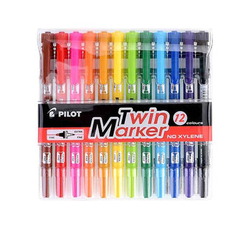 Pilot Oil-Based Twin Marker No Xylene - Extra Fine / Fine - 12 Colours