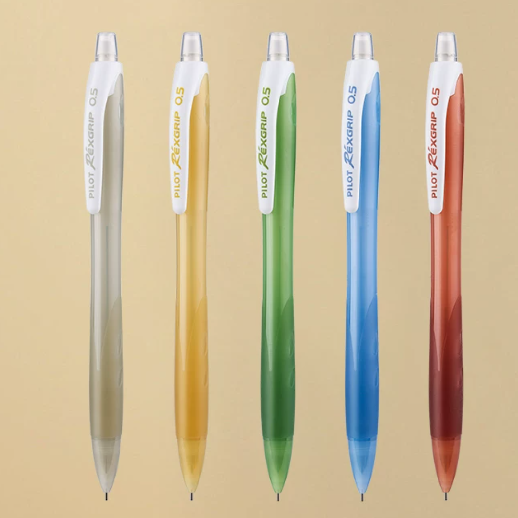Pilot Rexgrip HRG-10R 0.5 mm Mechanical Pencils, 5-Colour Set 5 Retro Color