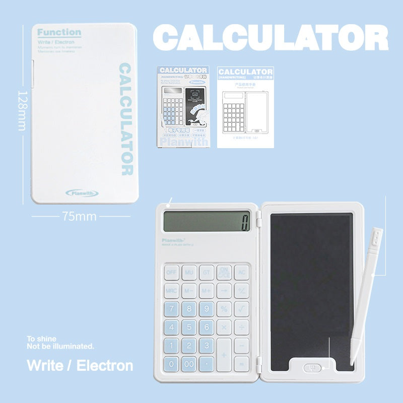 Planwith Compact Portable Calculator with Stylus Pad 128x75mm White