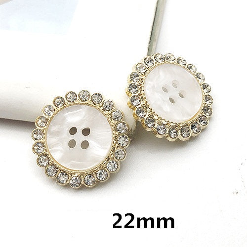22mm Metal Pearl Rhinestone Round Decorative Buttons for Coats 12pcs 2