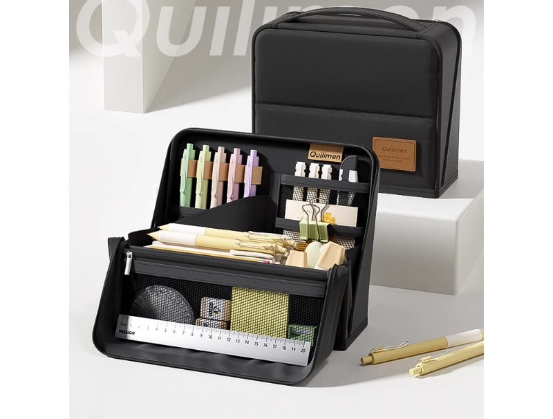 Quilimen Magnetic Stand-Up Pencil Case Stationery Organizer Black