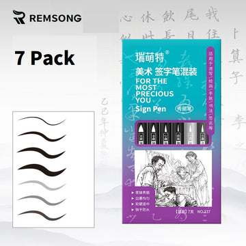 REMSONG Calligraphy Brush Pens,7 Size Black & Grey Color