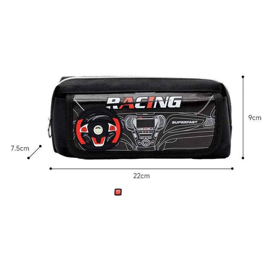 Racing Large Capacity Oxford Fabric Pencil Case Black