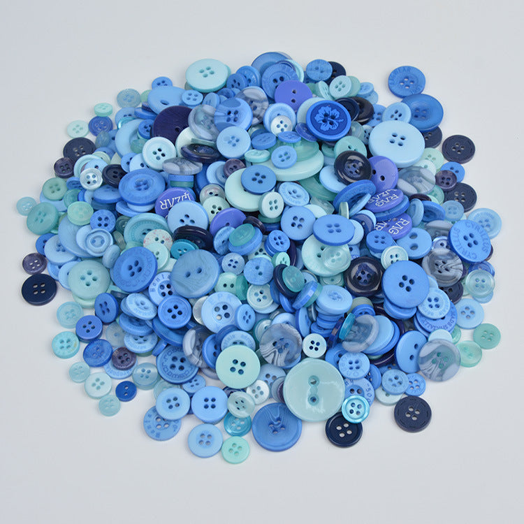 400-600 Piece Colorful Resin DIY Craft Button Set Blue