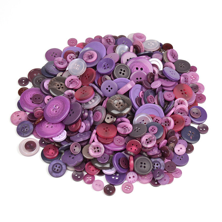 400-600 Piece Colorful Resin DIY Craft Button Set Purple