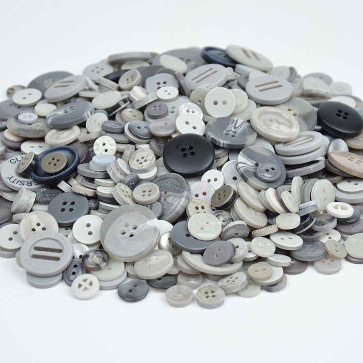 400-600 Piece Colorful Resin DIY Craft Button Set Grey