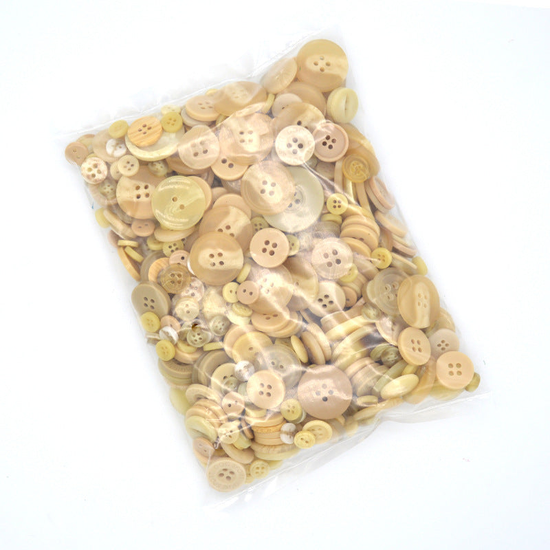 400-600 Piece Colorful Resin DIY Craft Button Set Beige