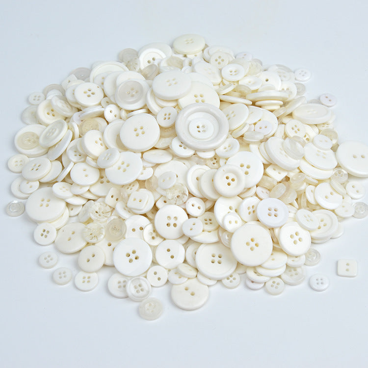 400-600 Piece Colorful Resin DIY Craft Button Set White