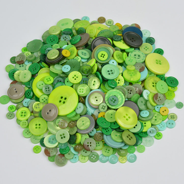 400-600 Piece Colorful Resin DIY Craft Button Set Green