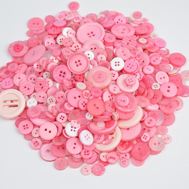 400-600 Piece Colorful Resin DIY Craft Button Set Pink