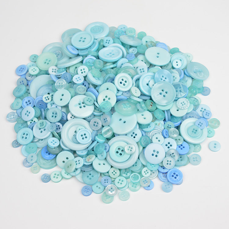 400-600 Piece Colorful Resin DIY Craft Button Set Lake Blue