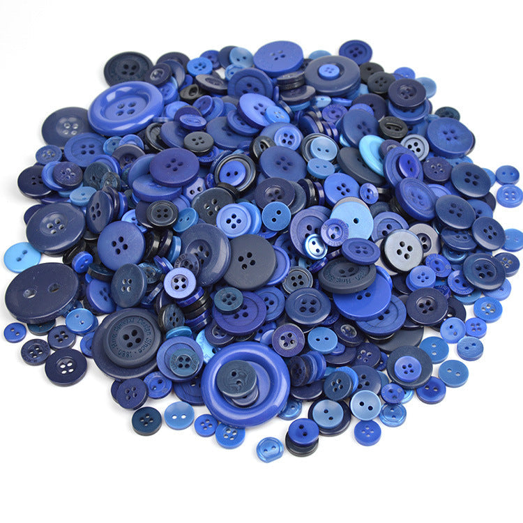 400-600 Piece Colorful Resin DIY Craft Button Set Dark Blue