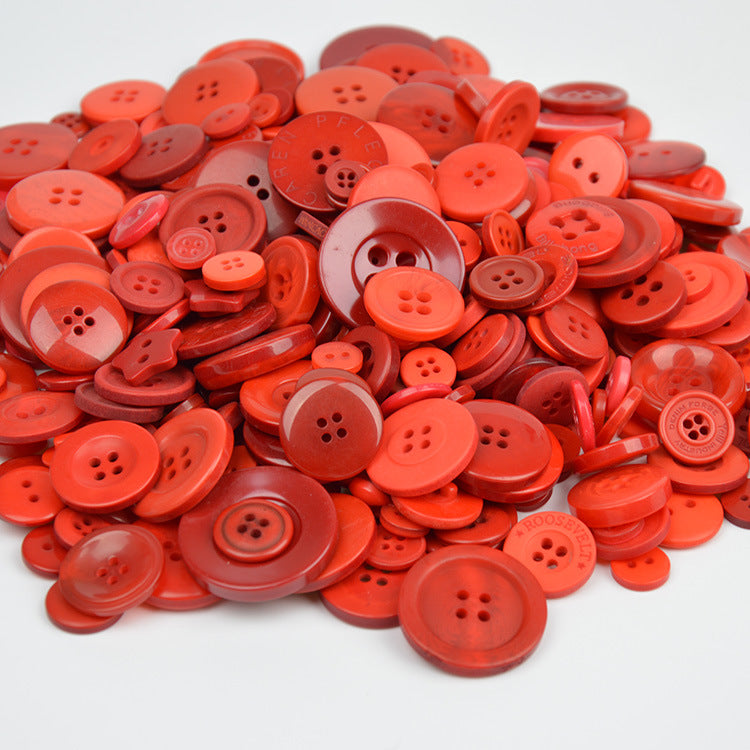 400-600 Piece Colorful Resin DIY Craft Button Set Red 2