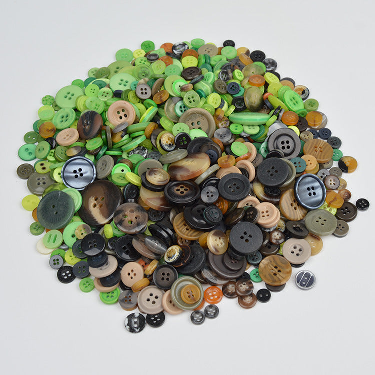 400-600 Piece Colorful Resin DIY Craft Button Set Green Brown