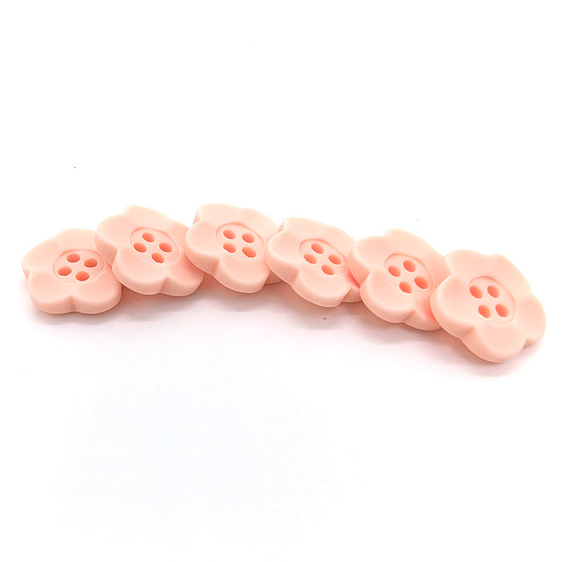 27L Pink Matte Flower Shaped Four-Hole Buttons 60pcs