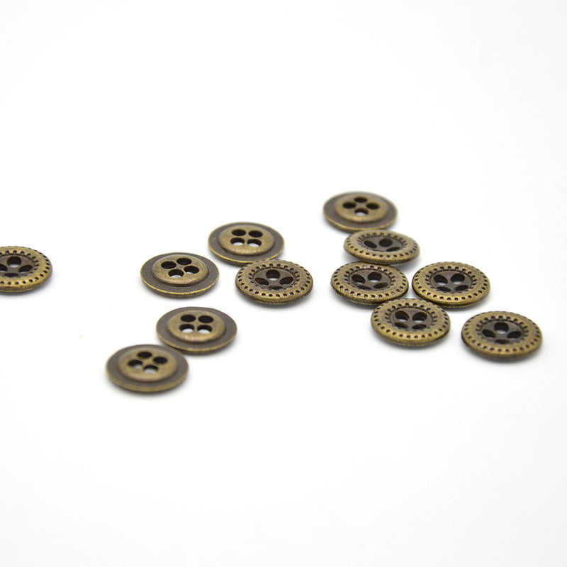 18L Antique Bronze Four-Hole Round Shirt Buttons 100 Pack