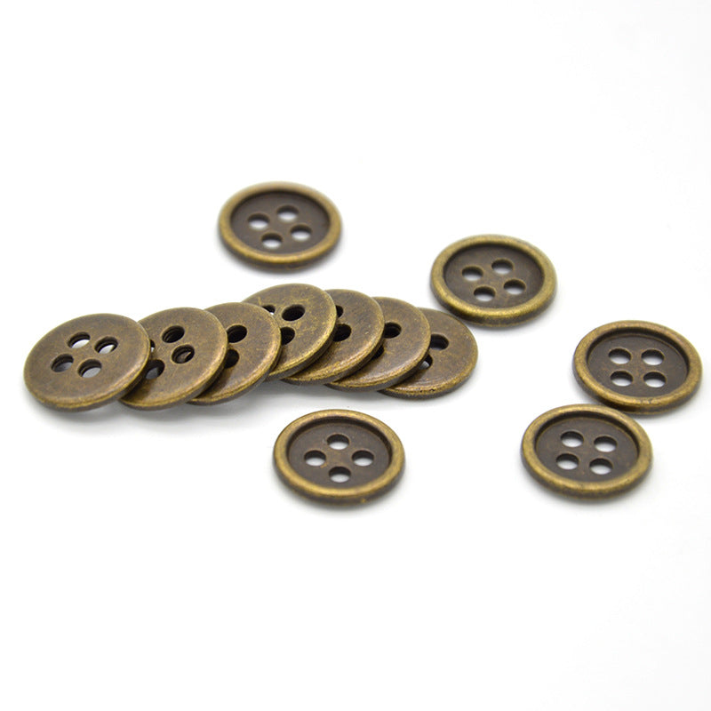 18L Antique Bronze Four-Hole Round Shirt Buttons 100 Pack