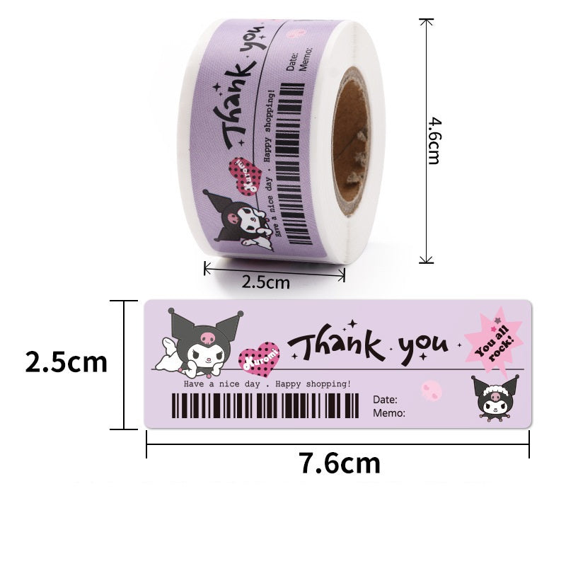 5 Rolls Sanrio Thank You Stickers,1x3 Inch,600 Labels