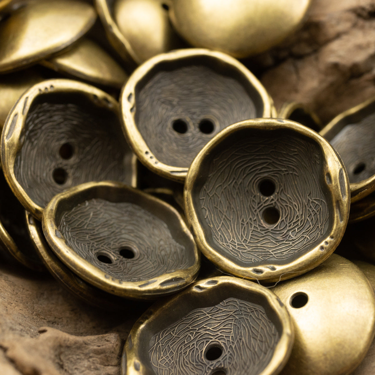 Irregular Curved Metal Buttons Zinc Alloy 10 Pack