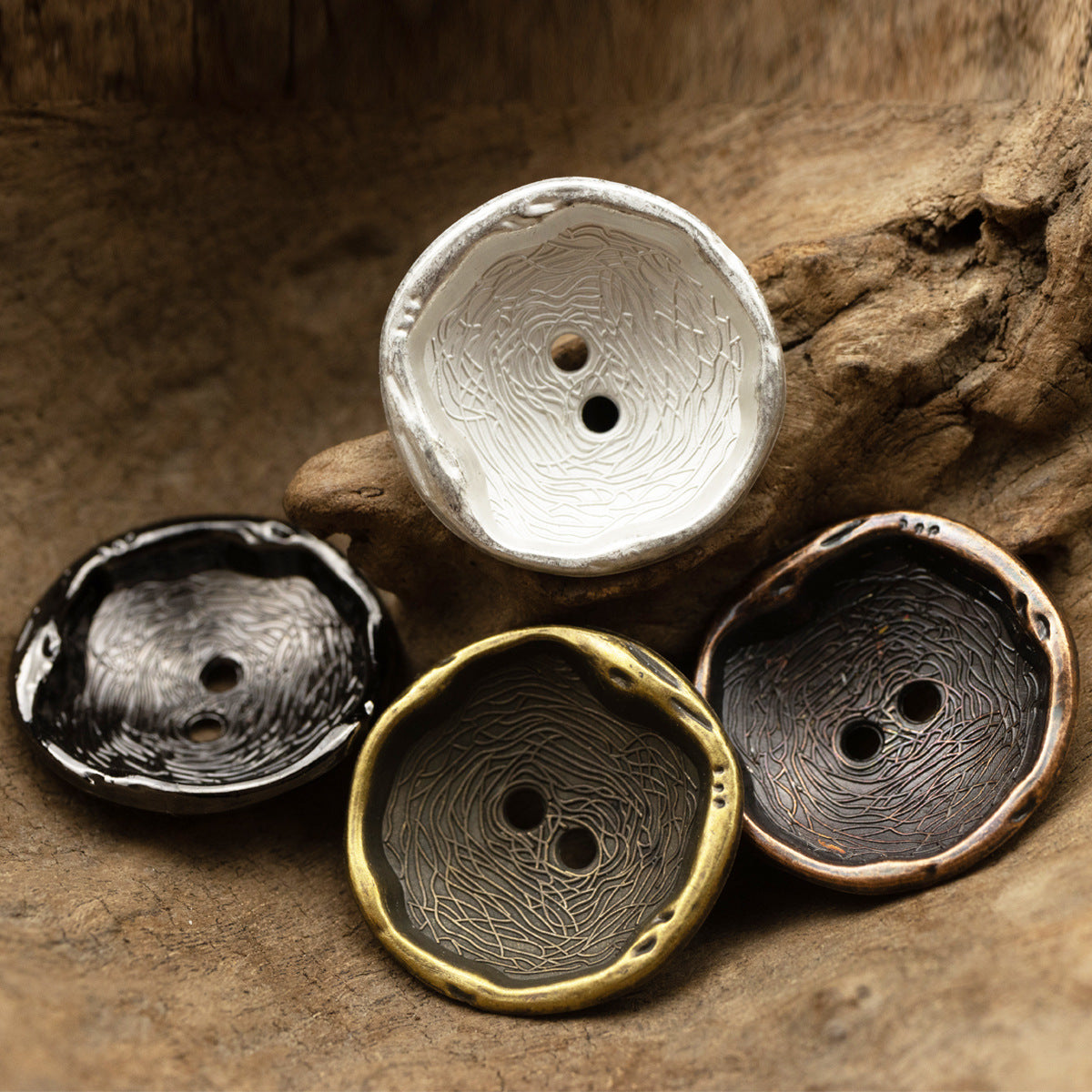 Irregular Curved Metal Buttons Zinc Alloy 10 Pack