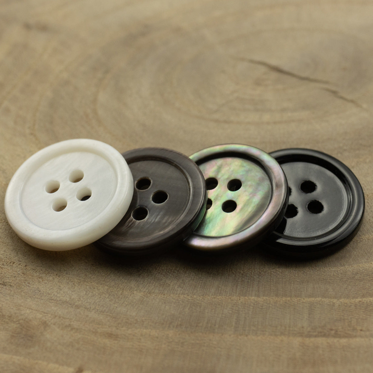 Pear and Black Butterfly Shell Flat Buttons 10 Pack