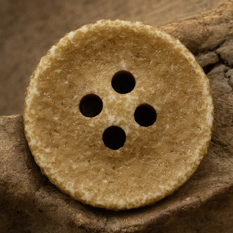 Distressed Textured Resin Buttons 50pcs Khaki