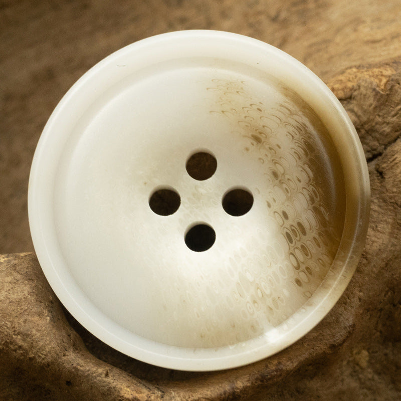 Round Resin Buttons Imitating Horn 20pcs White