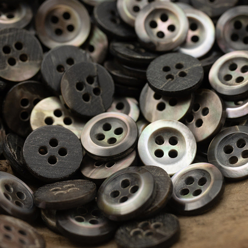 11.5mm Dark Blue Black Natural Shell Buttons for Silk Shirts 10pcs Black