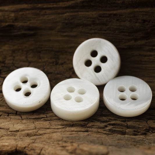 11.5mm Thick White Shell Buttons for Hepburn Elegant Dresses 24 Pack