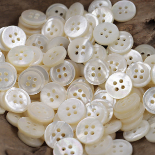 11.5mm Round Natural Colorful White Shell Buttons Bracelet Making 10pcs Beige
