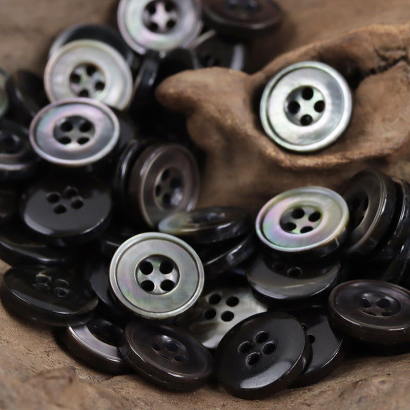11.5mm Round Natural Colorful White Shell Buttons Bracelet Making 10pcs Gray