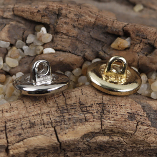 11.5mm Gold Silver Metal Buttons with Black Natural Shell Inlay 10pcs