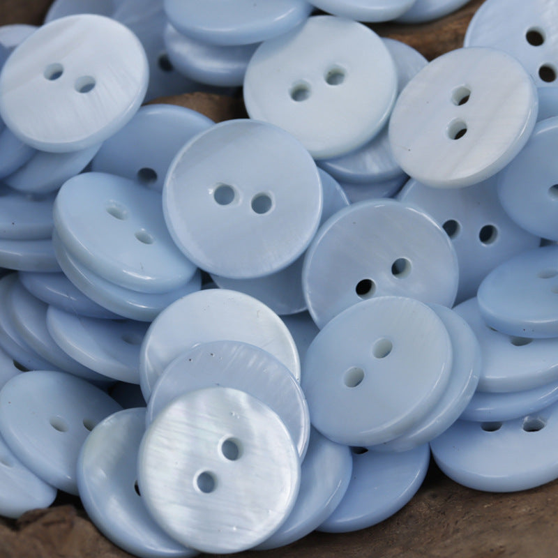 Dual Flat Two-Hole Shell Buttons for DIY Bracelets,10PCS Sky Blue