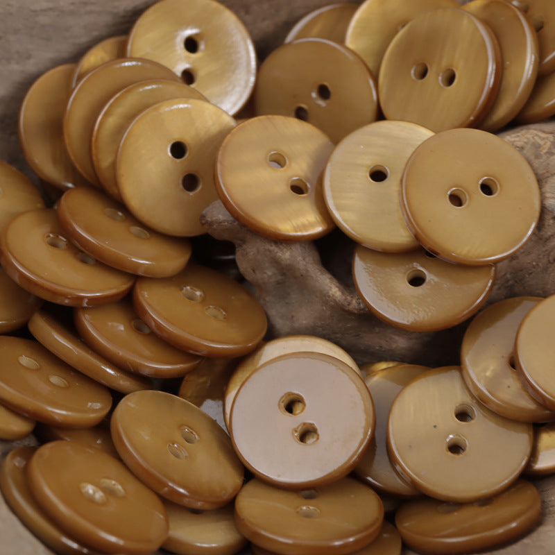 Dual Flat Two-Hole Shell Buttons for DIY Bracelets,10PCS Coffee