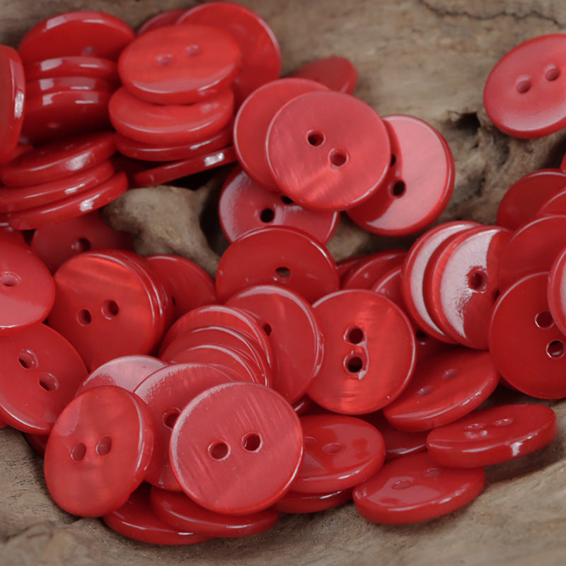 Dual Flat Two-Hole Shell Buttons for DIY Bracelets,10PCS Red
