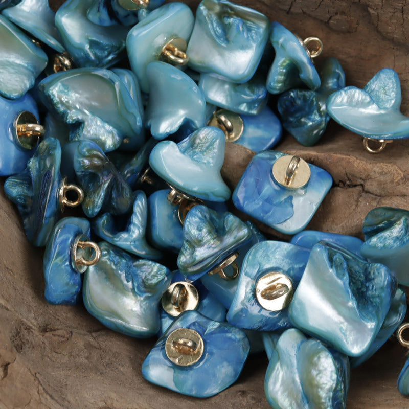 Fashion Natural Pearl DIY Shank Shell Buttons,10pcs Blue