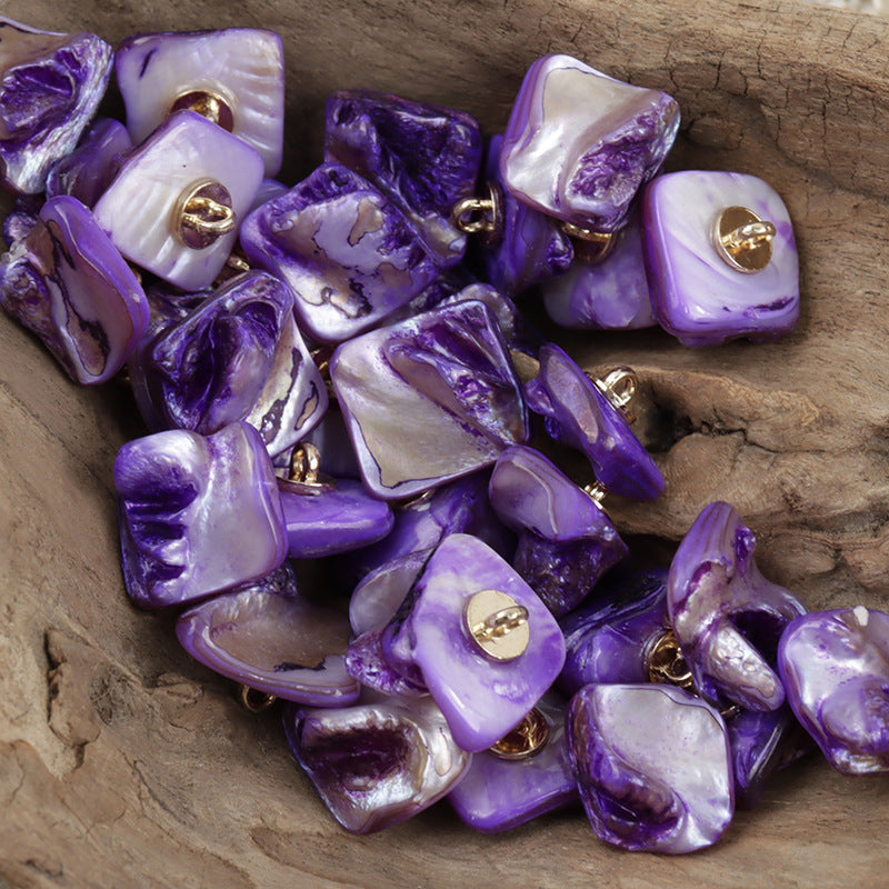 Fashion Natural Pearl DIY Shank Shell Buttons,10pcs Purple