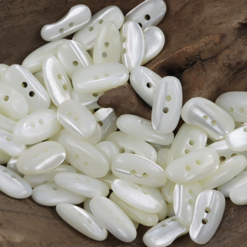 Irregular Oval Creamy White Light Yellow Shell Buttons for Shirts 10pcs C
