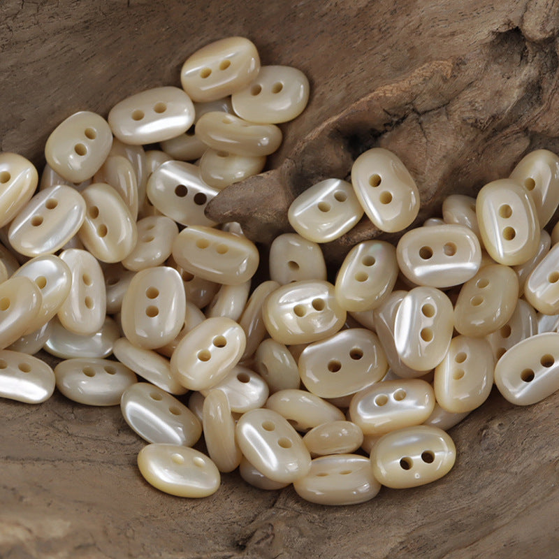 Irregular Oval Creamy White Light Yellow Shell Buttons for Shirts 10pcs E