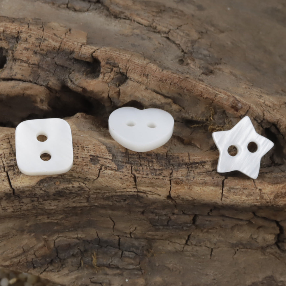 Square Heart Star Shaped Natural Shell Buttons for Children,10pcs