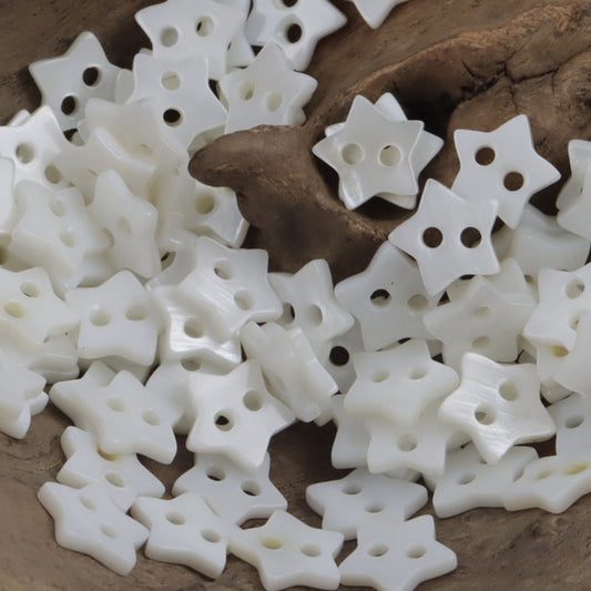 Square Heart Star Shaped Natural Shell Buttons for Children,10pcs Star 10mm