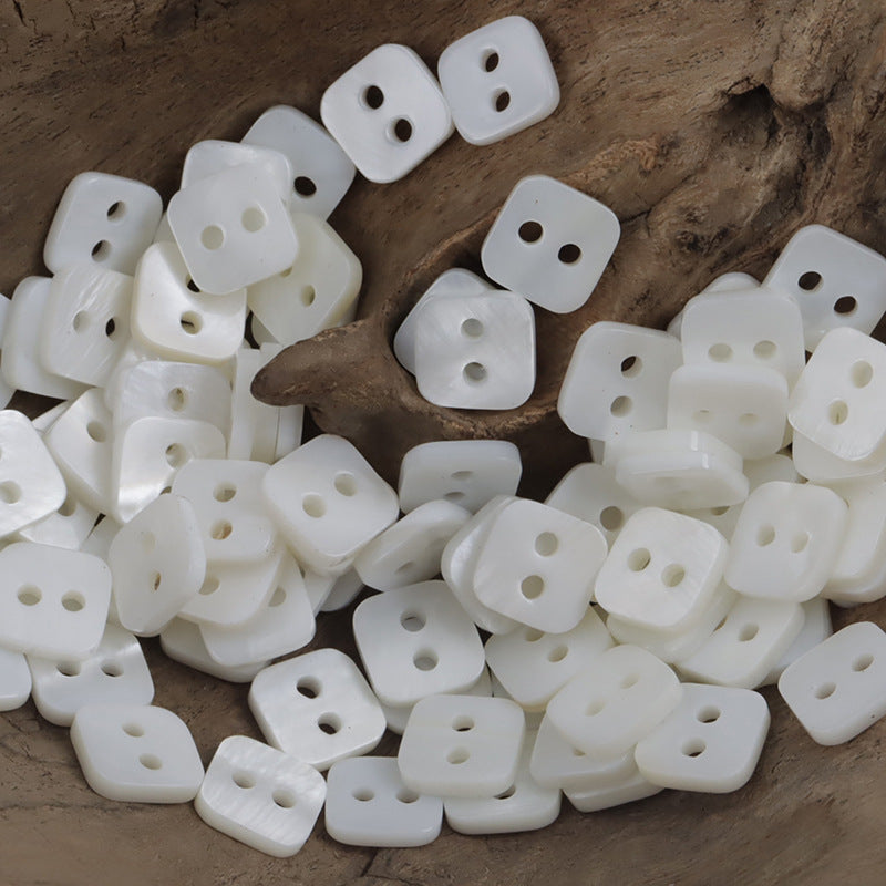 Square Heart Star Shaped Natural Shell Buttons for Children,10pcs Square 10mm