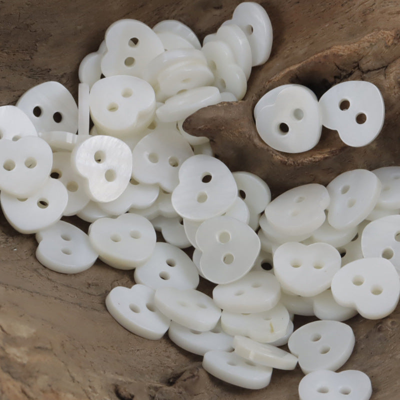 Square Heart Star Shaped Natural Shell Buttons for Children,10pcs Heart 11.5mm