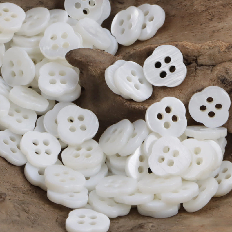11.5mm Irregular Flower-Shaped White Shell Buttons for Shirts 10pcs C
