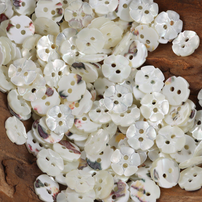 Petal Shaped 2 Hole Shell Buttons for Ladies' Silk Pajamas -10pcs Beige