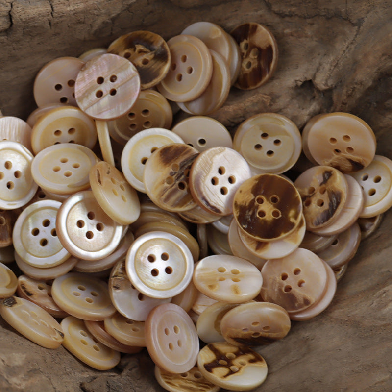 Genuine Irregular Light Beige Shell Buttons 10pcs